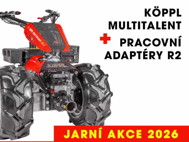 Jarní akce: jednonápravový nosič Köppl Multitalent a pracovní adaptéry R2